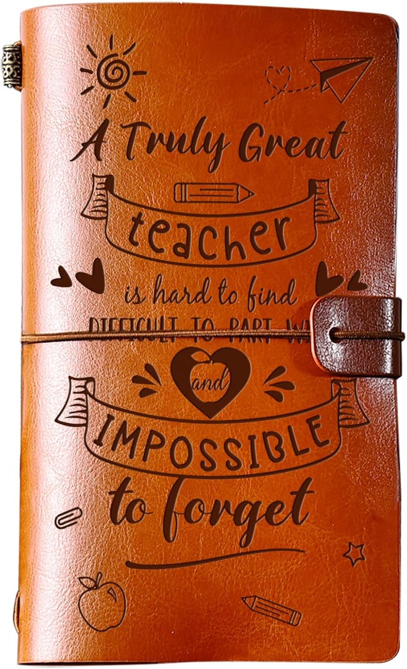 PRSTENLY Teacher Gifts Leather Journal, Teacher Appreciation Gifts 140 Page Refillable Notebooks, Thank You Back to School Gifts for Teacher Women Men Valentines Thanksgiving Christmas - Image 1